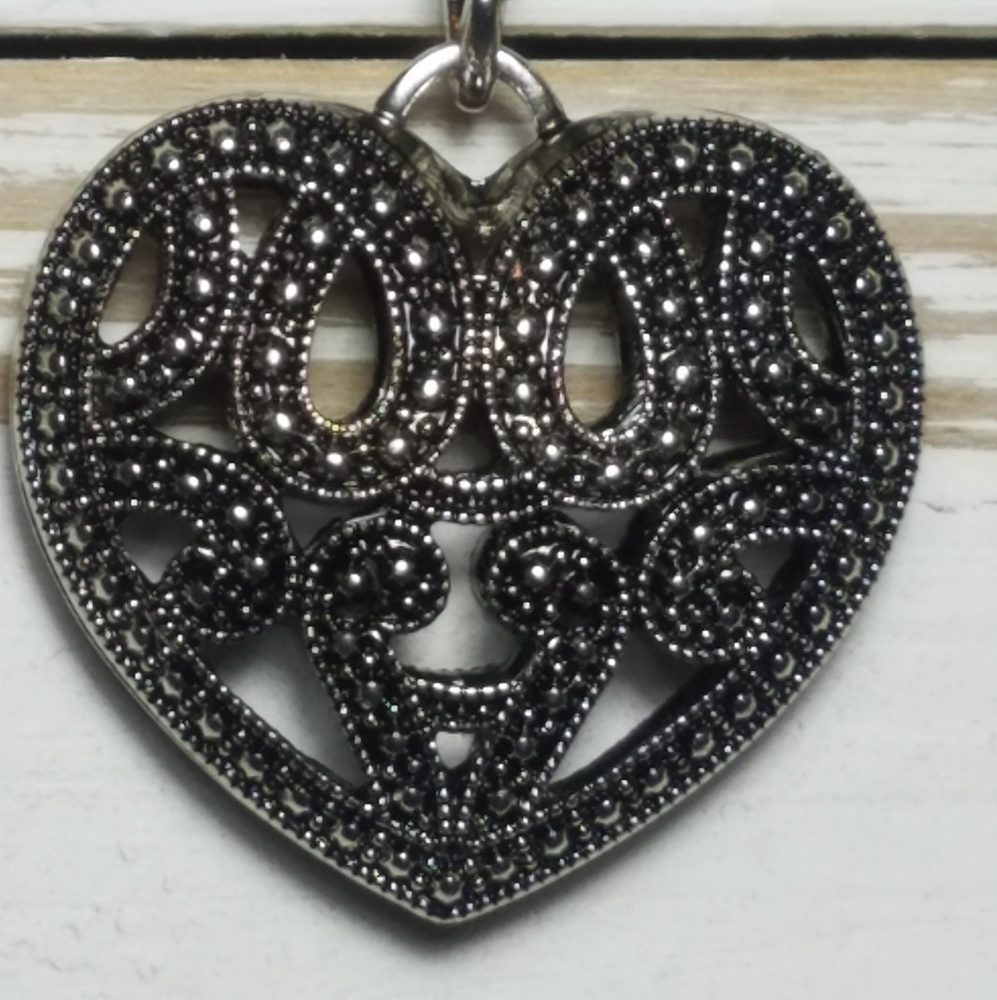 Pewter Filigree Heart Necklace